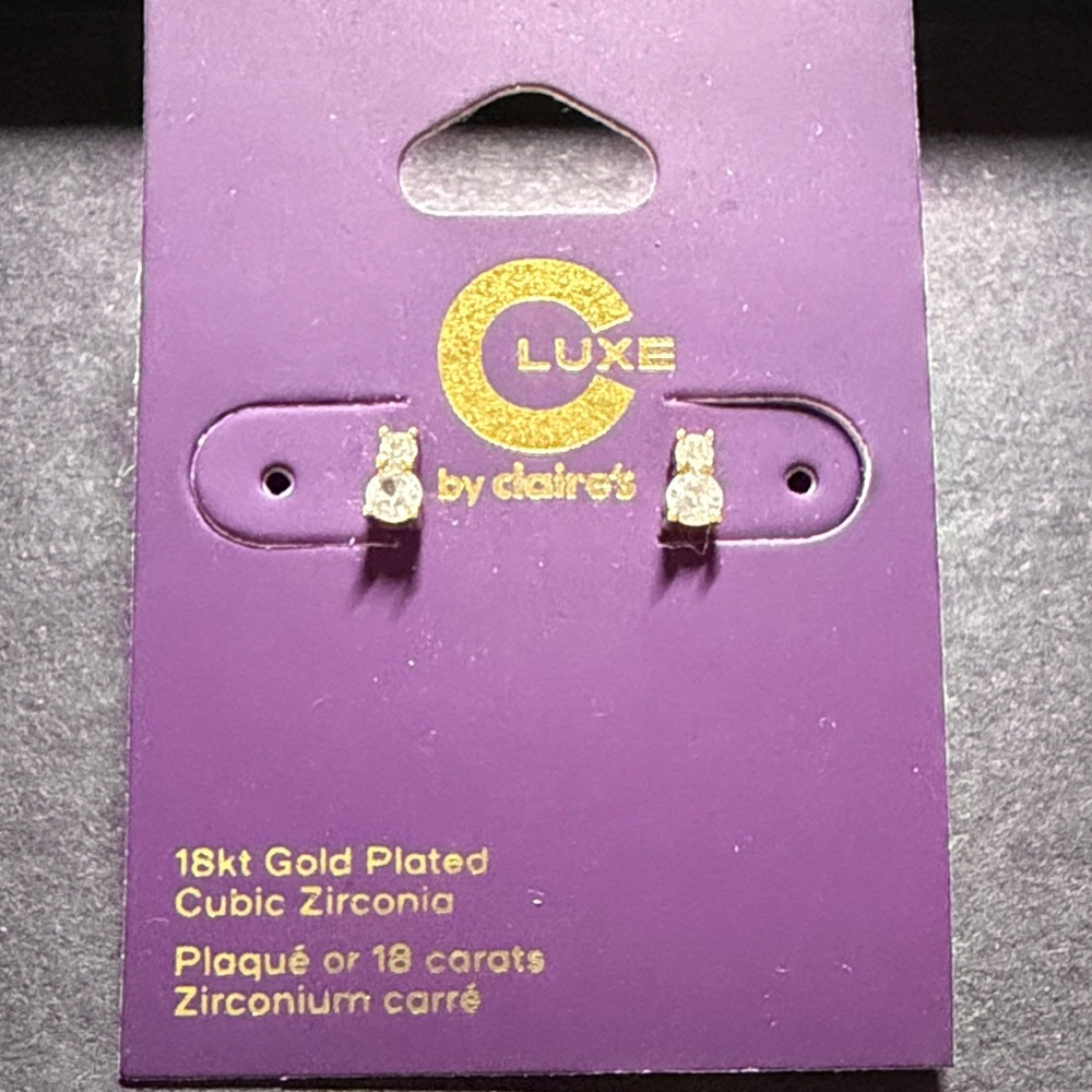 (NWT) Claire's Luxe Gold Plated Zirconia Earrings